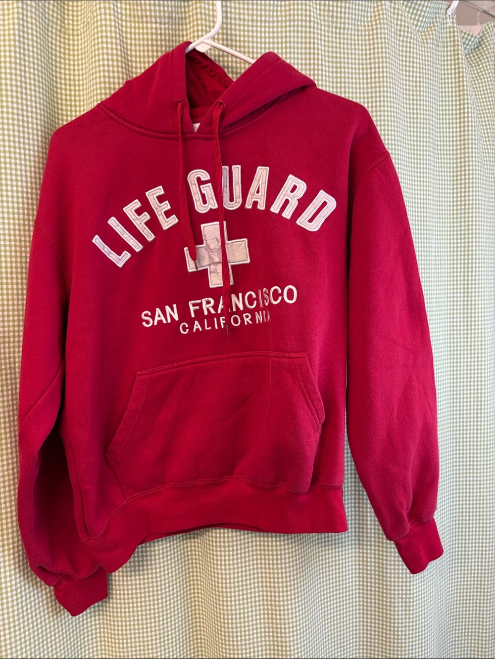 Red 'Life Guard' Hooded Sweatshirt - San Francisco Graphic